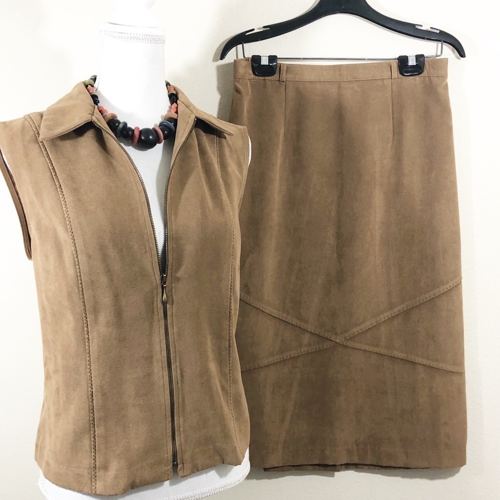 CLICK - SIZE 12 - TAN - VINTAGE PENCIL SKIRT (PANTS ONLY) - EXCELLENT COND-B9 - Picture 10 of 11